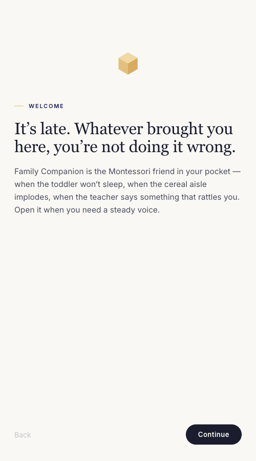 Family Companion welcome screen